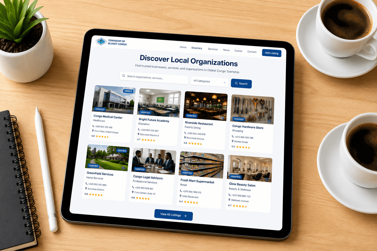 Sponsored listing advertising on the Township directory