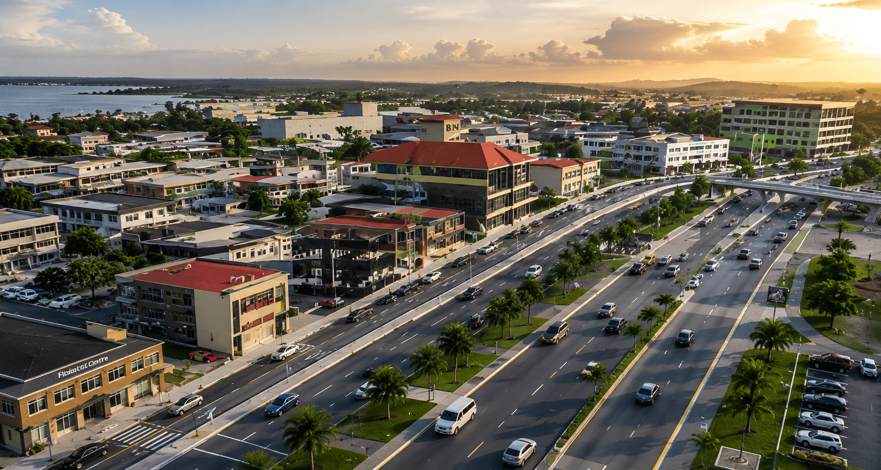 Aerial view of a thriving township community