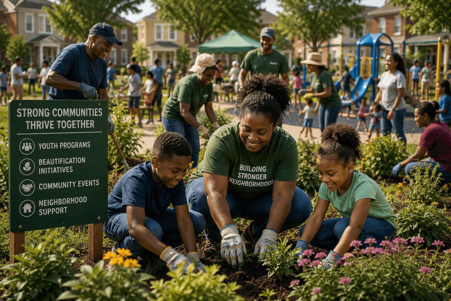 Community members collaborating on a neighborhood initiative